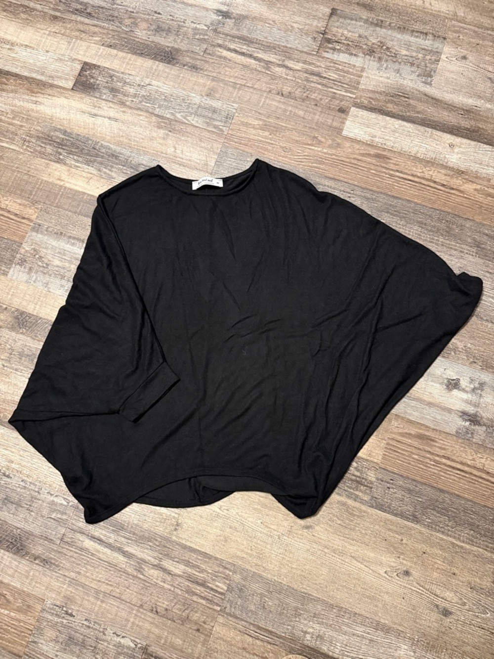 Three Bird Nest Black Long Sleeve Draped Top